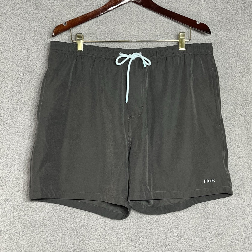 Huk Shorts Mens XL Swimming Trunks Lined Fishing Gray